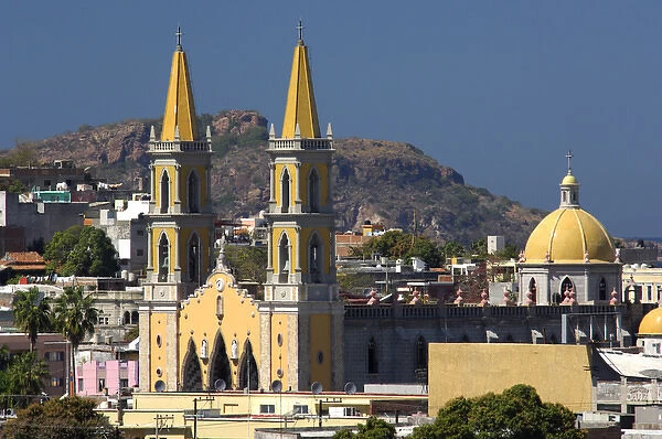 North America, Mexico, State of Sinaloa, Mazatlan. Overview of the historic area of Mazatlan