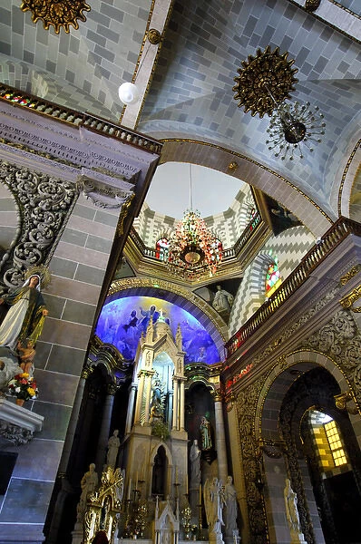 North America, Mexico, State of Sinaloa, Mazatlan. Ornate interior of the Basilica