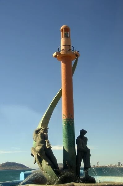 North America, Mexico, State of Sinaloa, Mazatlan. Waterfront lighthouse sculpture