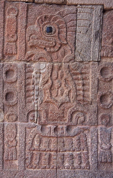North America, Mexico, Teotihuacan, Quetzalpapalotl Palace, elaborate stone reliefs