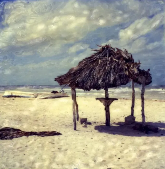 Framed Print : North America, Mexico, Yucatan, Caribbean, Sisal. Palm shelter at Caribbean beach Framed Print : North America, Mexico, Yucatan, Caribbean, Sisal. Palm shelter at Caribbean beach