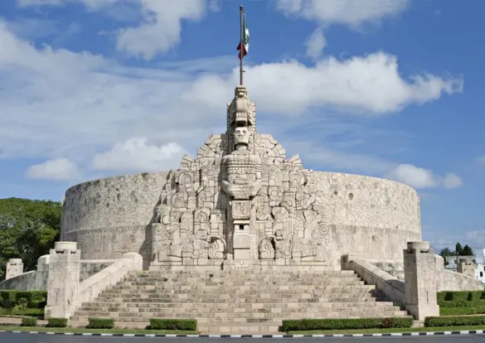 Framed Print : North America, Mexico, Yucatan, Merida. Monument to the Motherland at the head of the Paseo Montejo