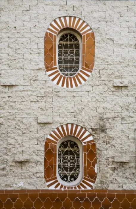 Framed Print : North America, Mexico, Yucatan, Merida. Tile work on the exterior of a brick building Framed Print : North America, Mexico, Yucatan, Merida. Tile work on the exterior of a brick building