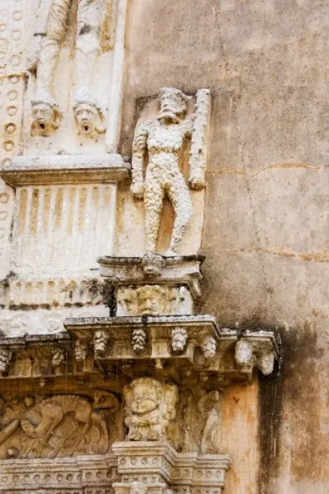 Framed Print : North America, Mexico, Yucatan, Merida. Carvings on the exterior of a church in
