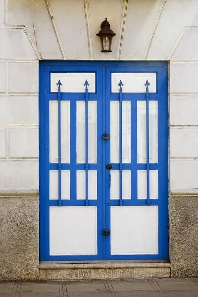 North America, Mexico, Yucatan, Merida. A blue and white doorway