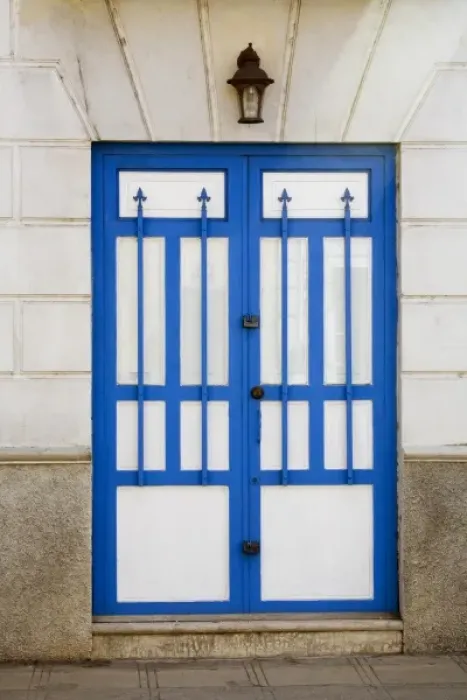 Framed Print : North America, Mexico, Yucatan, Merida. A blue and white doorway