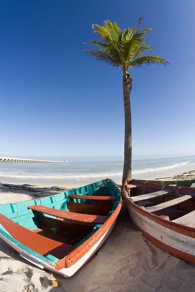 North America, Mexico, Yucatan, Progreso. The beach of Progreso with the 5 mile long