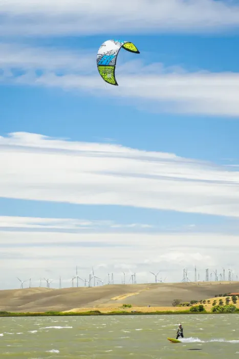 Framed Print : North America, United States, California, Rio Vista, Sacramento River Delta. Kiteboarder