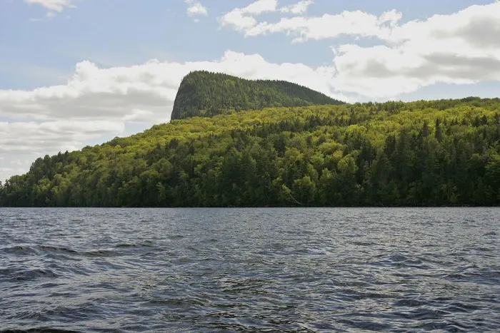 Framed Print : North America, United States, Maine. A view of Mount Kineo from a boat on Moosehead Lake