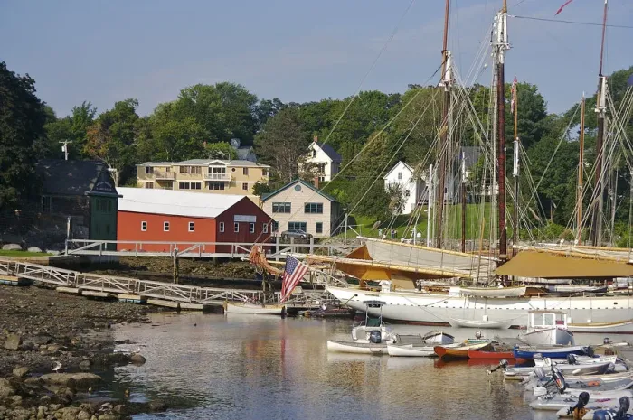 Framed Print : North America, United States, Maine, Camden. A view of Camdens harbor