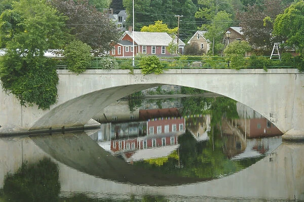 North America, United States, Massachusetts, Shelburne Falls. Reflections in the