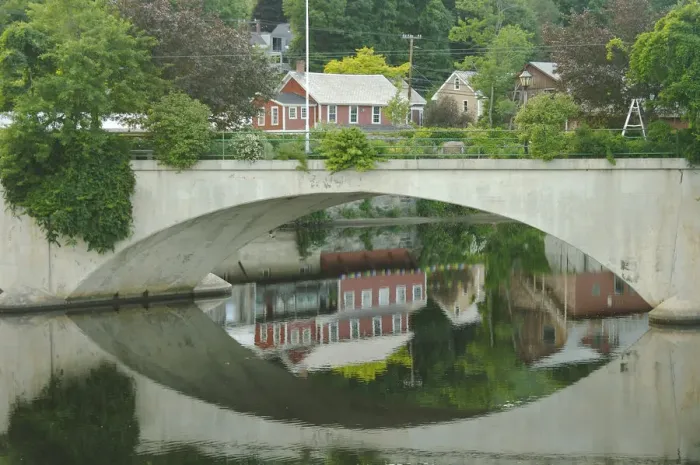 Framed Print : North America, United States, Massachusetts, Shelburne Falls. Reflections in Framed Print : North America, United States, Massachusetts, Shelburne Falls. Reflections in