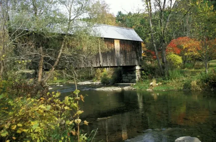 Framed Print : North America, United States, Vermont, Turnbridge. Flint covered bridge