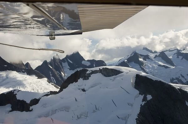 North America, USA, AK, Inside Passage. Dramatic vista from float plane of glaciers