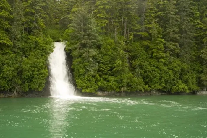 Framed Print : North America, USA, AK, Inside Passage. Picturesque waterfall Framed Print : North America, USA, AK, Inside Passage. Picturesque waterfall