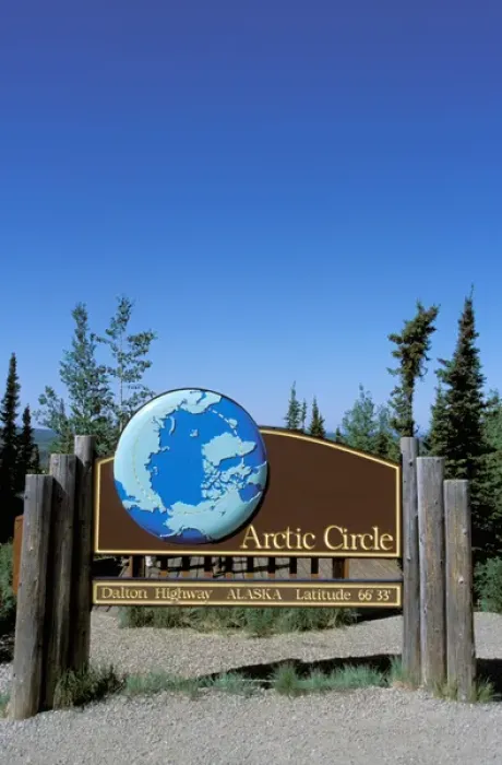 Framed Print : North America, USA, Alaska, Arctic Circle. A sign marks the arctic circle on
