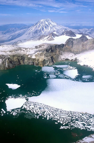 North America, USA, Alaska, Katmai National Park. Aerial view of Mount Griggs towering