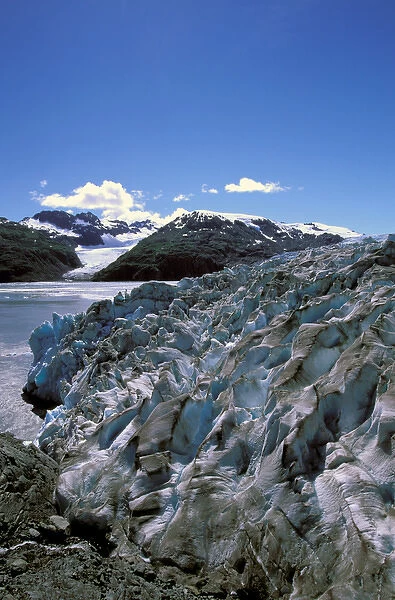 North America, USA, Alaska, Prince William Sound, Kenai Peninsula. The crevassed