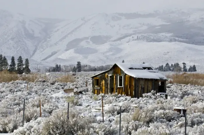 Framed Print : North America, USA, California, Snowy Sierra Nevada Mountains, Mono Basin Abandoned