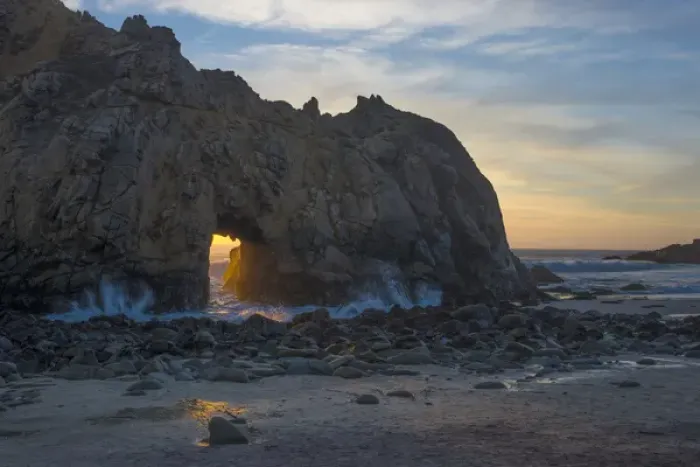 Framed Print : North America, USA, California. Last light through the arch at Pfeiffer Big Sur State Park Framed Print : North America, USA, California. Last light through the arch at Pfeiffer Big Sur State Park