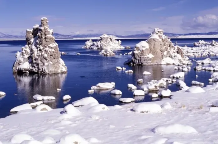 Framed Print : North America, USA, California, Mono Lake. Tufa formation covered in snow Framed Print : North America, USA, California, Mono Lake. Tufa formation covered in snow