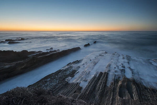 North America, USA, California. Last light after sunset on rock formations with