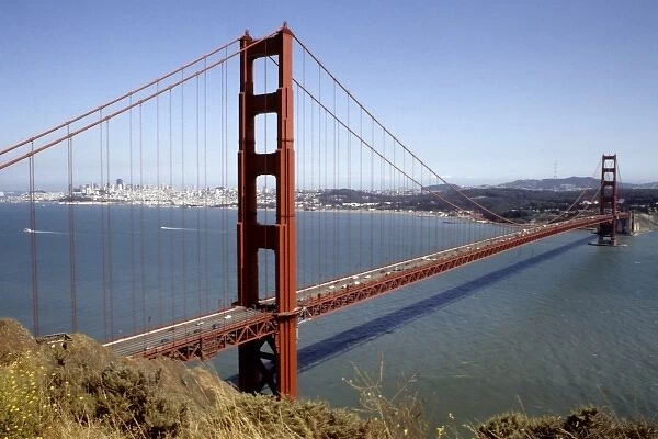 North America, USA, California, San Francisco. Aerial view of the Golden Gate Bridge