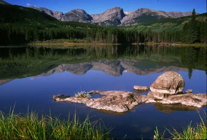 Framed Print : North America, USA, Colorado, Rocky Mountain National Park, Sprague Lake. Reflection Framed Print : North America, USA, Colorado, Rocky Mountain National Park, Sprague Lake. Reflection