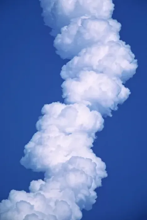 Framed Print : North America, USA, Florida, Cape Canaveral. Smoke trail from a rocket at Cape Canaveral