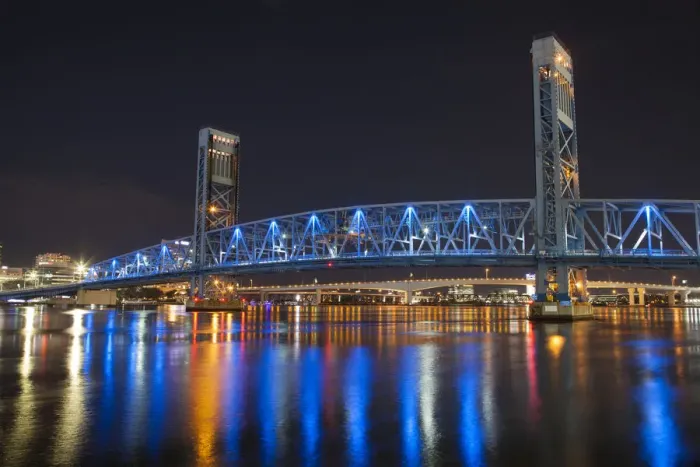 Framed Print : North America; USA; Florida; Jacksonville; The Main Street Bridge also known as