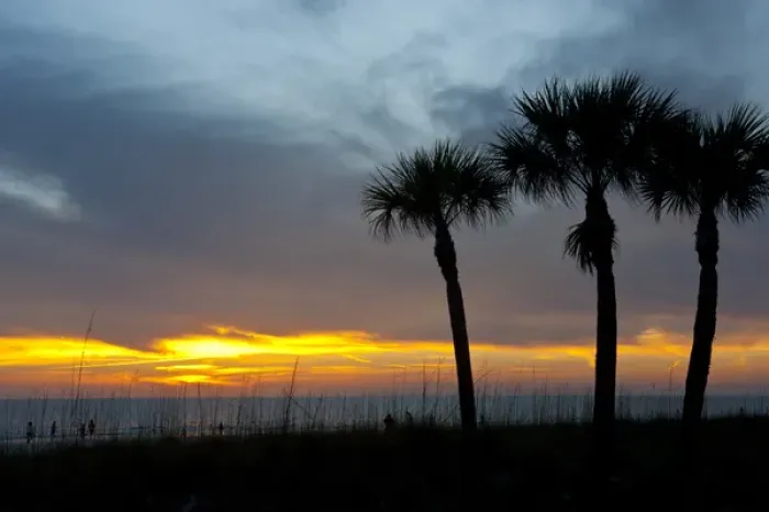 Framed Print : North America, USA, Florida, Sarasota, Sunset on the Crescent Beach, Siesta Key