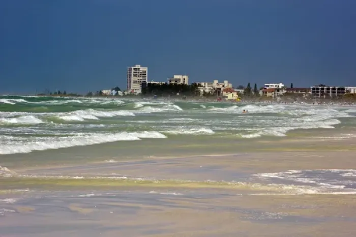 Framed Print : North America, USA, Florida, Sarasota, Crescent Beach, Siesta Key, swimmers in white caps Framed Print : North America, USA, Florida, Sarasota, Crescent Beach, Siesta Key, swimmers in white caps