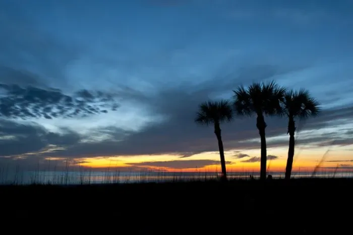 Framed Print : North America, USA, Florida, Sarasota, Sunset on the Crescent Beach, Siesta Key