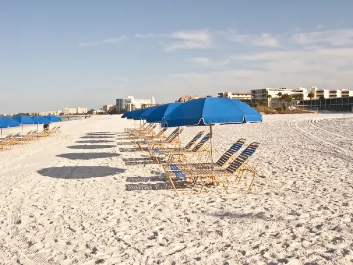 Framed Print : North America, USA, Florida, Sarasota, Crescent Beach, ready with beach chairs and umbrellas Framed Print : North America, USA, Florida, Sarasota, Crescent Beach, ready with beach chairs and umbrellas