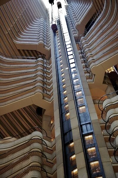 North America, USA, Georgia, Atlanta. Looking up through the Atlanta Marriott Marquis
