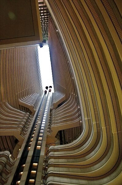 North America, USA, Georgia, Atlanta. Looking up through the Atlanta Marriott Marquis