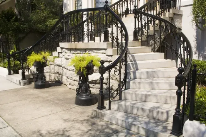 Framed Print : North America, USA, Georgia, Savannah. Staircase in the Historic District of Savannah