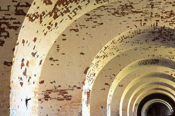 North America, USA, Georgia; Tybee Island; Brick arches at Historic Fort Pulaski