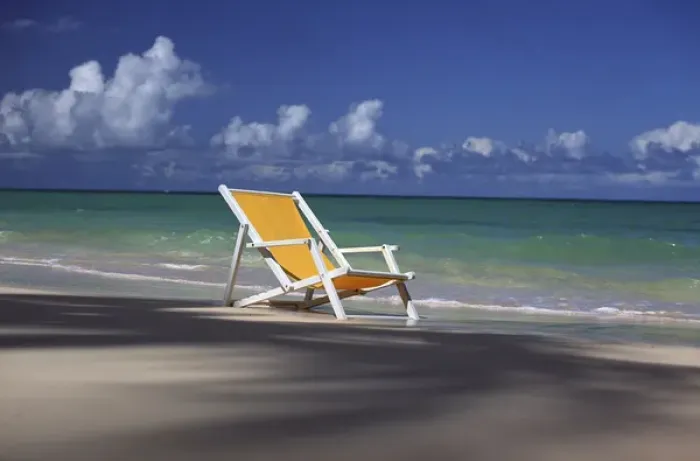 Framed Print : North America, USA, Hawaii. Beach chair
