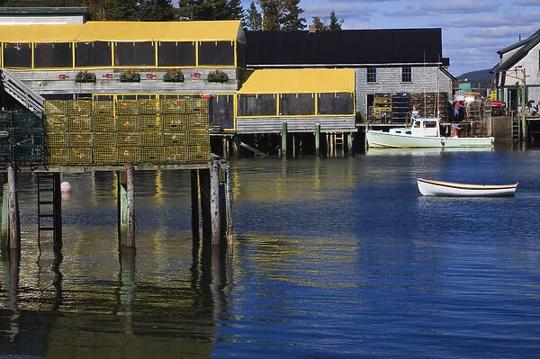 North America, USA, Maine. Lobster village at Bass Harbor
