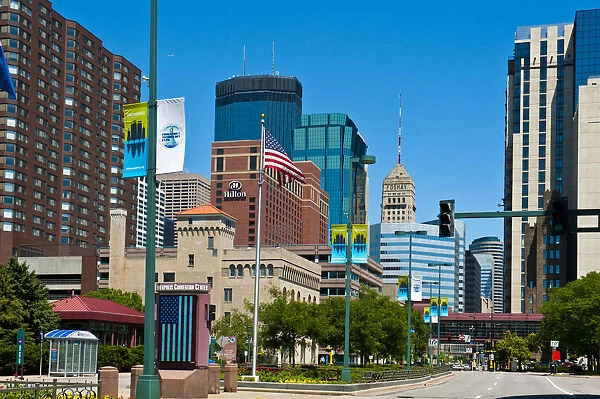 North America, USA, Minnesota, Minneapolis Skyline from Convention Center