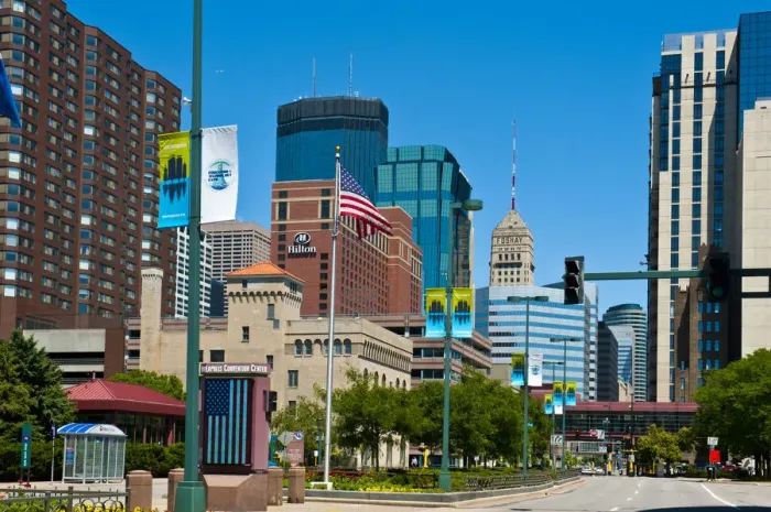 Framed Print : North America, USA, Minnesota, Minneapolis Skyline from Convention Center Framed Print : North America, USA, Minnesota, Minneapolis Skyline from Convention Center