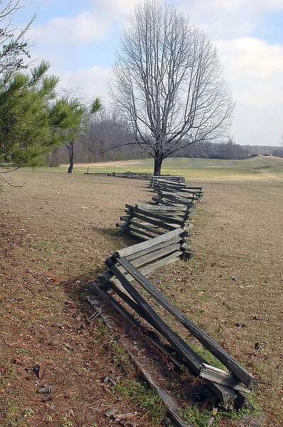 North America, USA, Mississippi, Natchez Trace Parkway, Zigzag Fence near Chickasaw