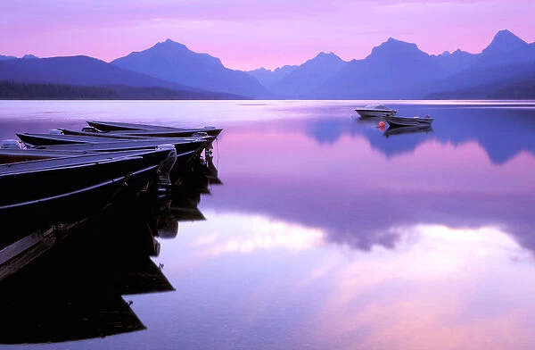 North America, USA, Montana, Glacier National Park. Lake McDonald at dawn