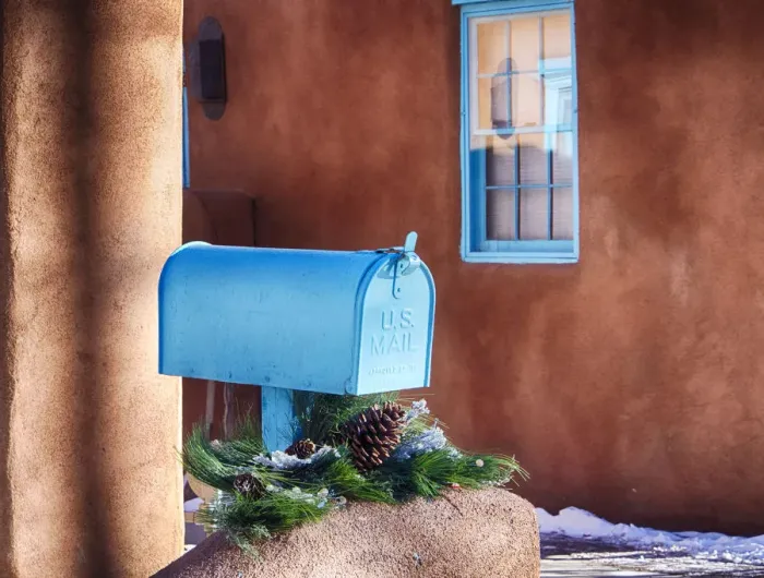 Framed Print : North America; USA; New Mexico; Sant Fe; Santa Fe, New Mexico, Canyon Road, mail box
