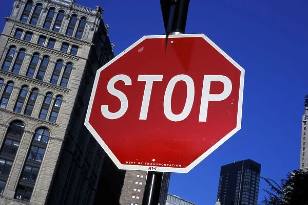 North America, USA, New York, New York City. Stop sign