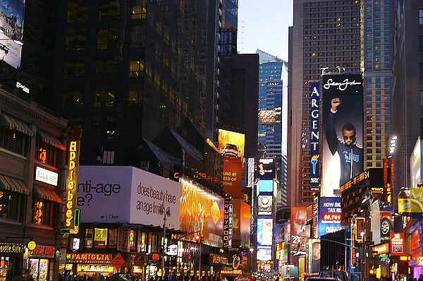 North America, USA, New York, New York City, Manhattan. The lights of Times Squarem