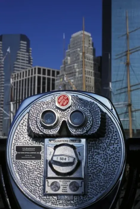 Framed Print : North America, USA, New York, New York City. Coin operated binoculars at South Street Framed Print : North America, USA, New York, New York City. Coin operated binoculars at South Street