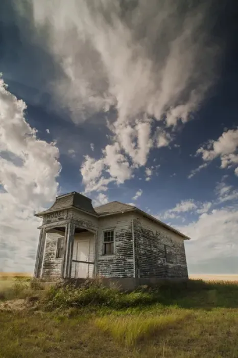 Framed Print : North America, USA, North Dakota, Abandoned Township Hall on the North Dakota praire