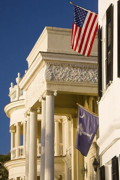 North America, USA, South Carolina, Charleston. Detail of the architecture on an